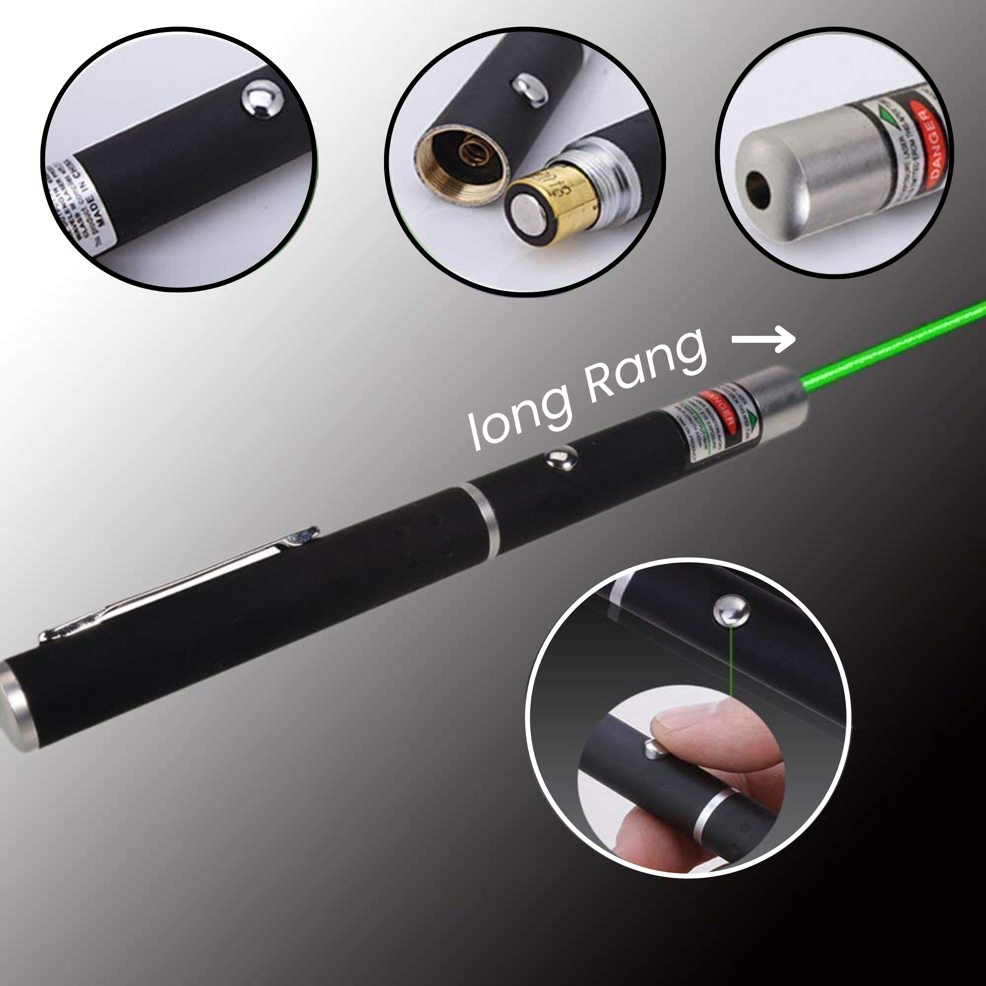 Dizaan Green Laser Pointer Pen with 8 Adjustable Multi-Effect Caps (532nm) | Perfect for Presentation,Project Design & Professional Use