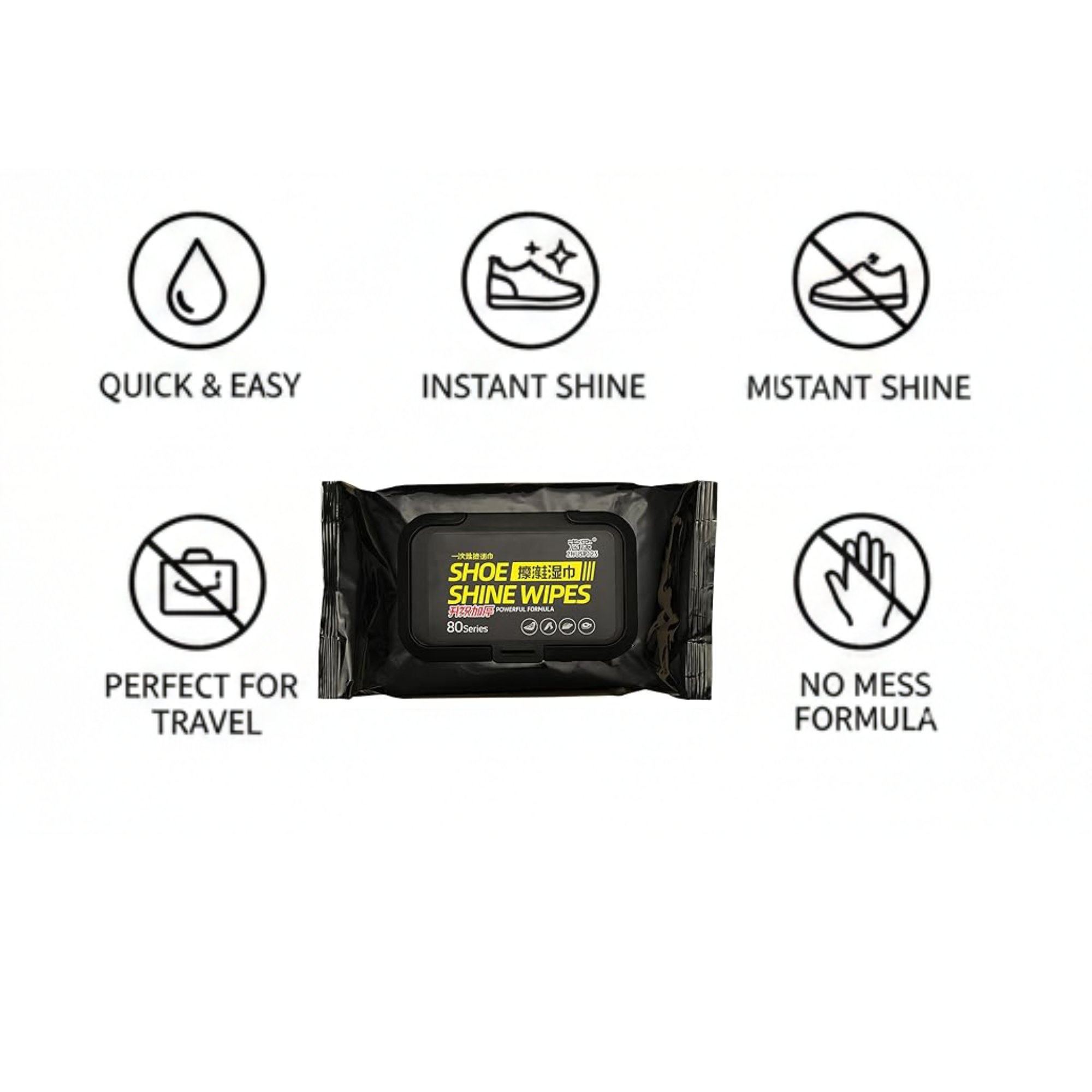 Shoe Shine Wipes (80 + 80 Wipes) – Instant Shoe Cleaning & Polishing Wet Wipes - Pack of 2