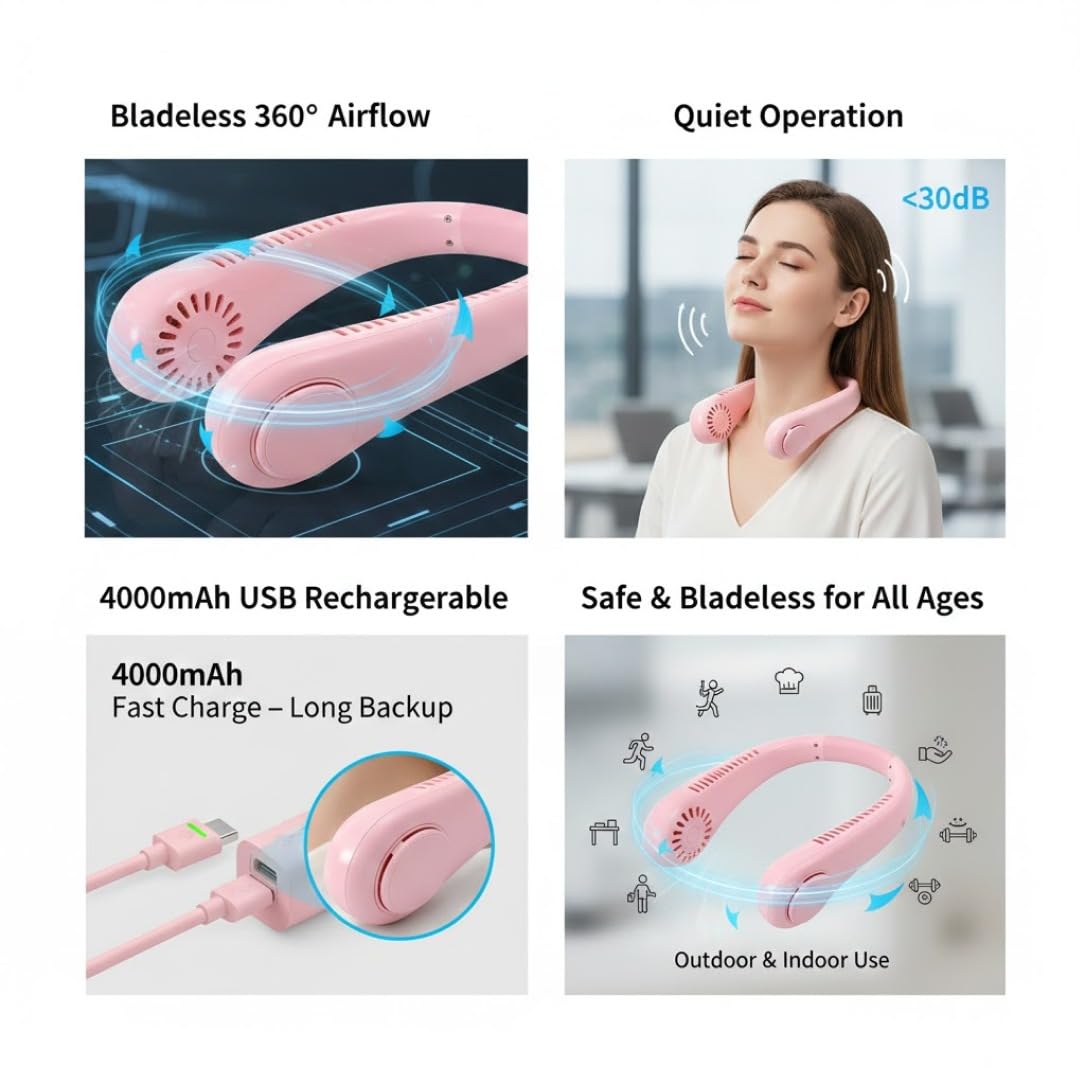 Rechargeable Neck Fan - Bladeless and portable